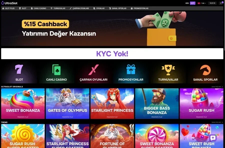 Ultraslot ekran görüntüsü